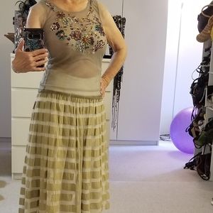 Chan Luu beaded mesh capped sleeve top